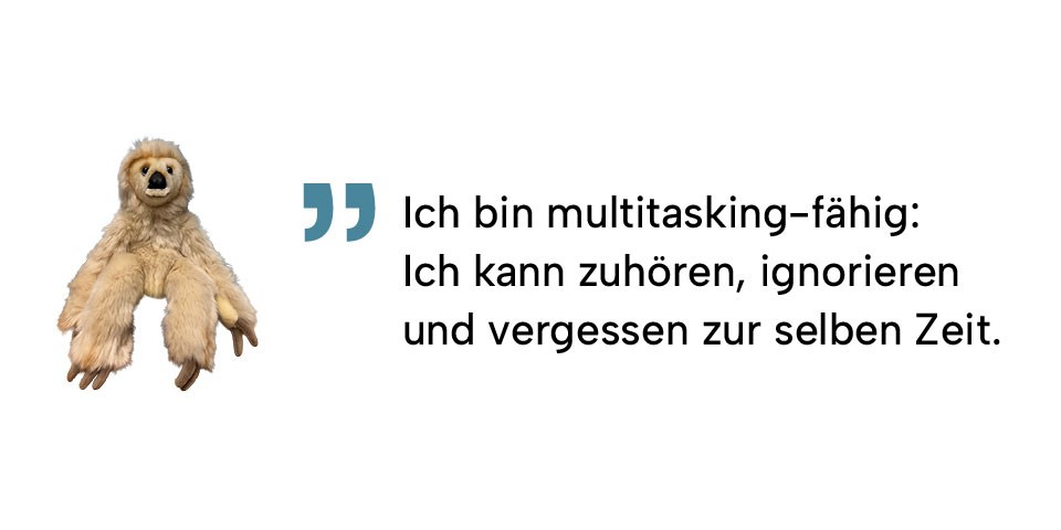 Kermit der Frosch mit dem Zitatspruch: Ich bin multitasking-fähig: ich kann zuhören, ignorieren und vergessen zur selben Zeit.